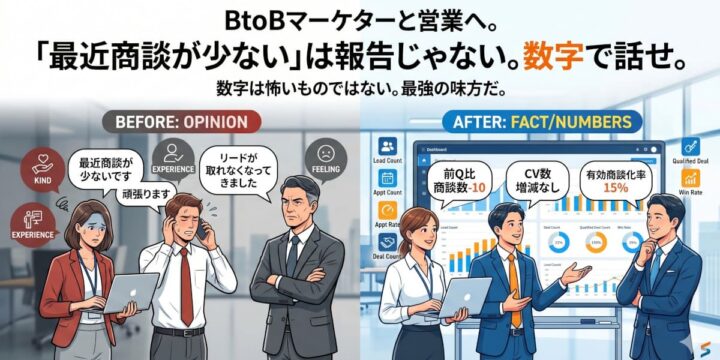 BtoBマーケターと営業へ。「最近商談が少ない」は報告じゃない。数字で話せ。